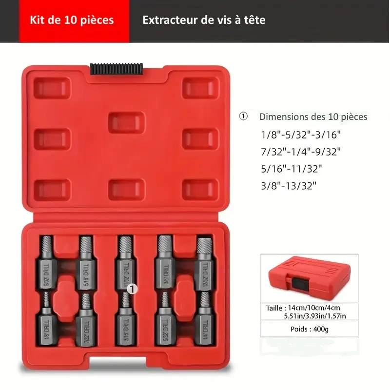 Boîte d'extracteurs de vis et de boulons